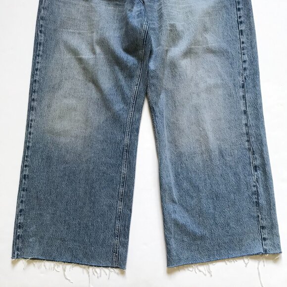 Frame Le Low Baggy Wide Leg Jeans Womens 32 Blue Relaxed Fit Button Fly Y2K Boho - Picture 10 of 14